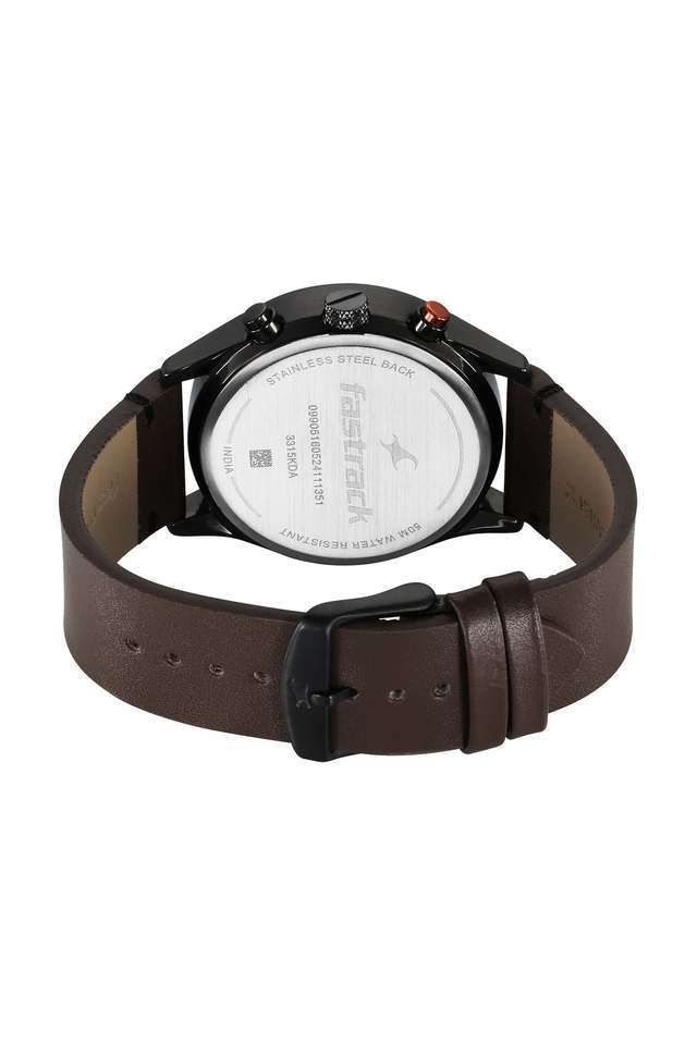 Opulence-2.0-Quartz-51.8-mm-Black-Dial-Leather-Analogue-Wrist-Watch-Watch-for-Men---3305KL03