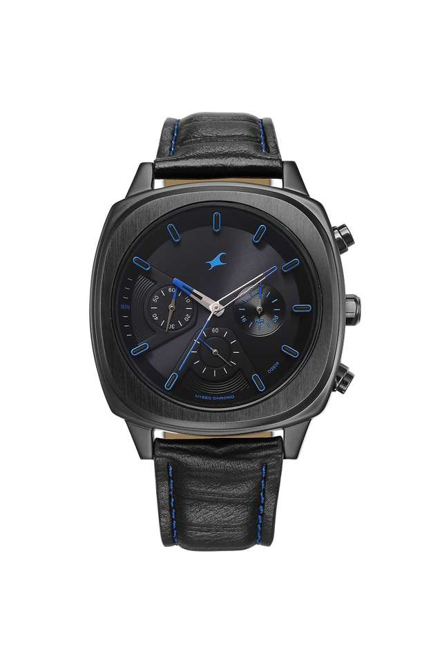 Kronos-2-51.6-mm-Leather-Black-Dial-Analogue-Wrist-Watch-For-Men---3319NL02