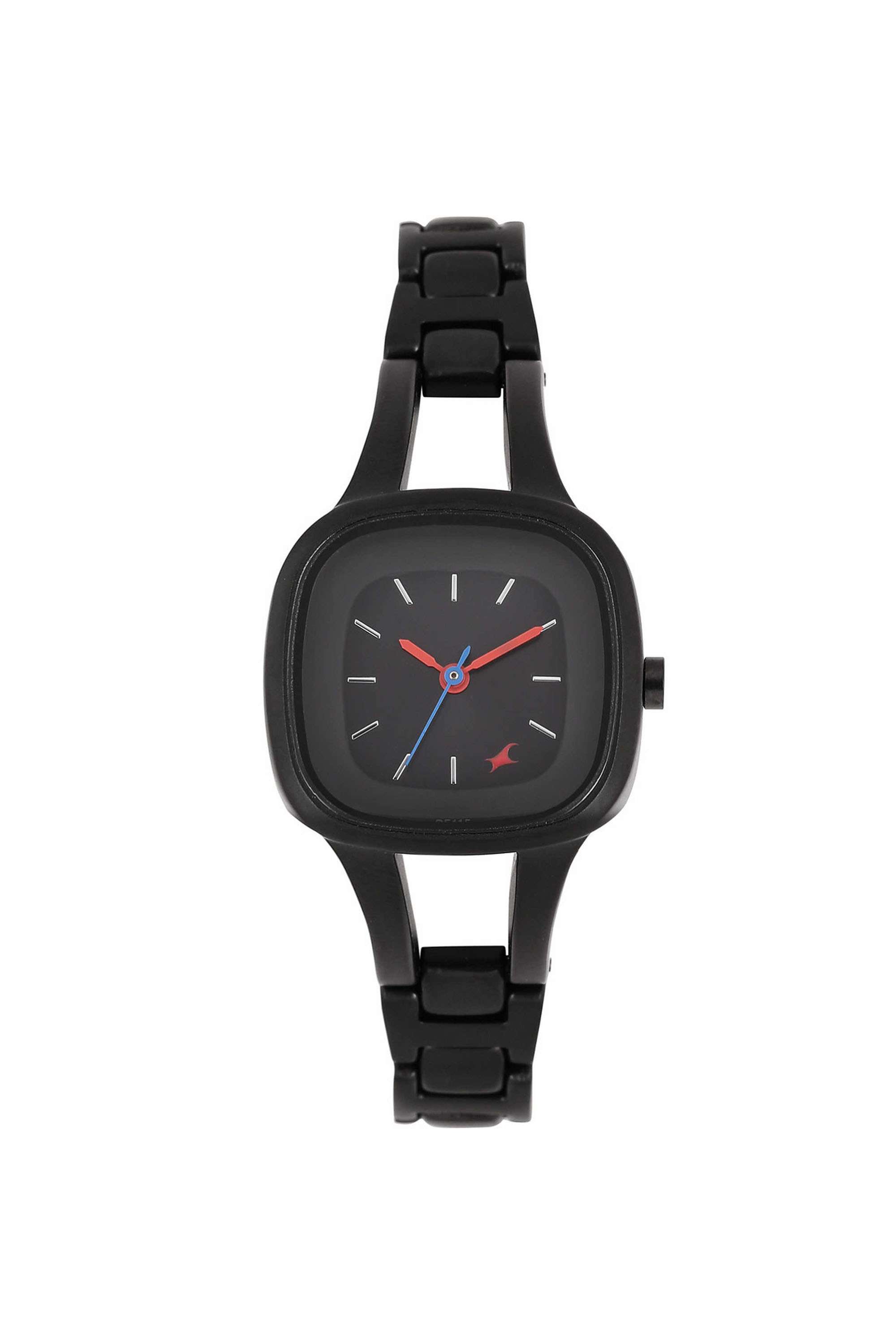 28.2-mm-Analogue-Quartz-Watch-For-Girls---Black-Dial-with-Black-Metal-Strap-(NT6147NM02)