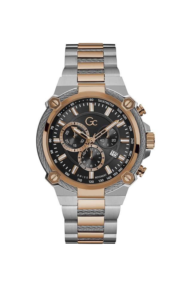 Mens-44-mm-Black-Dial-Stainless-Steel-Analog-Watch