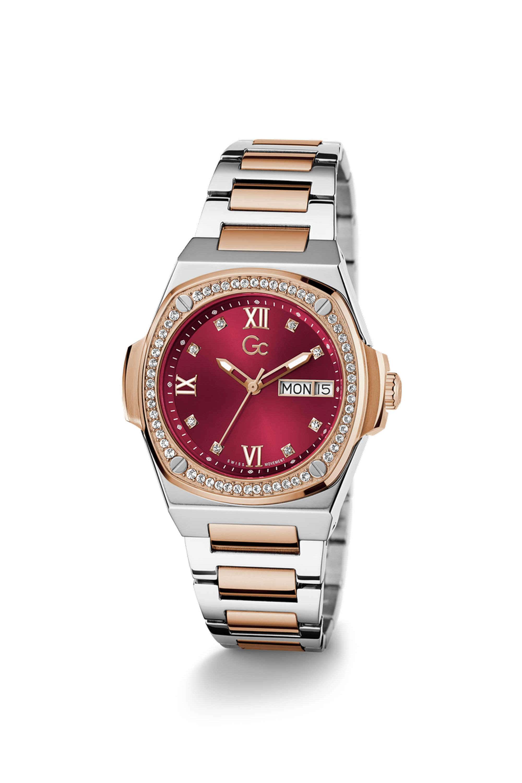 Coussin-shape-36-mm-Analogue-Quartz-Watch-For-Women-s---Red-Dial-with-Two-Tone-Stainless-Steel-Strap-(Y98009L3MF)