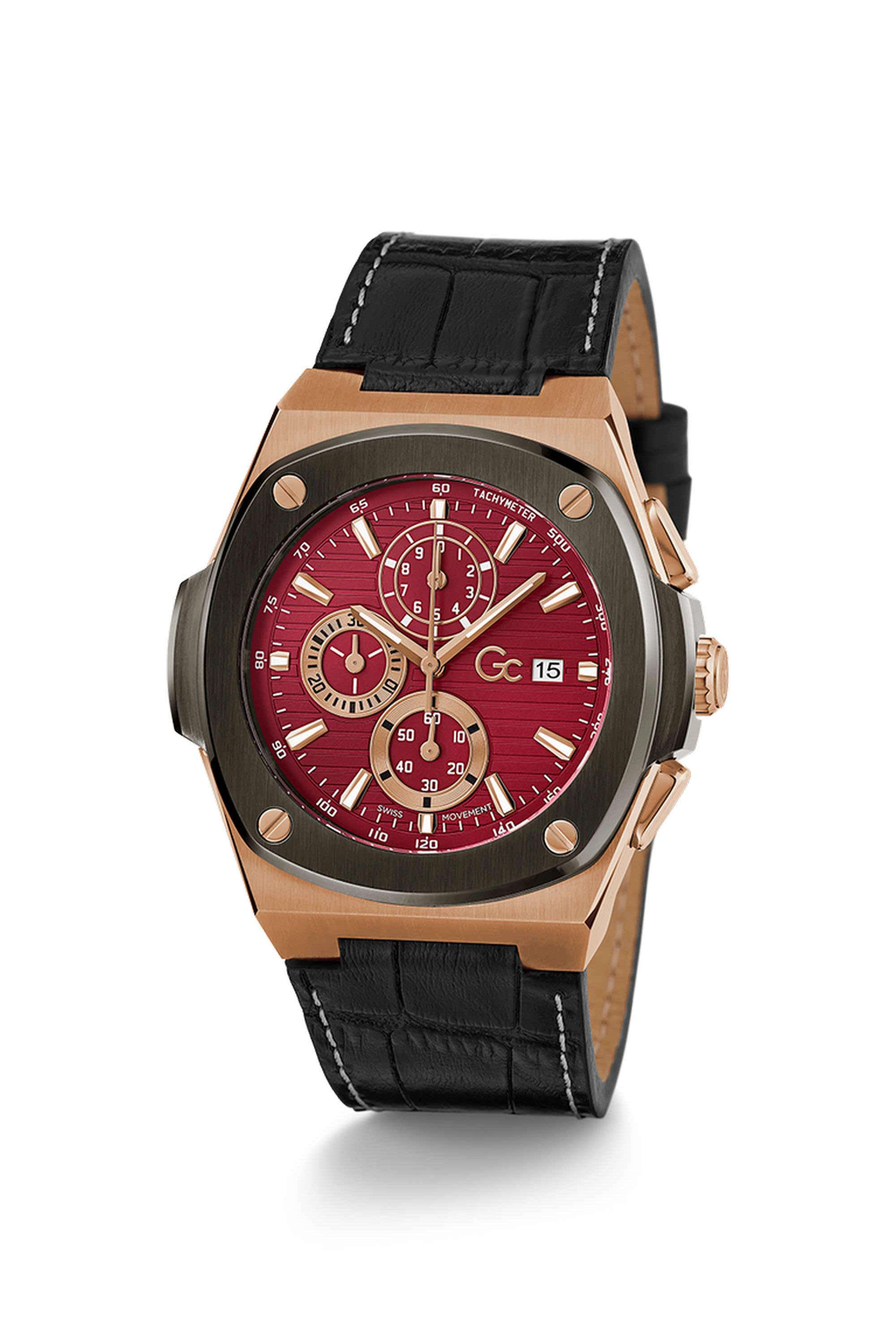 Coussin-Shape-44-mm-Analogue-Quartz-Watch-For-Men-s---Red-Dial-with-Black-Leather-Strap-(Y99016G3MF)