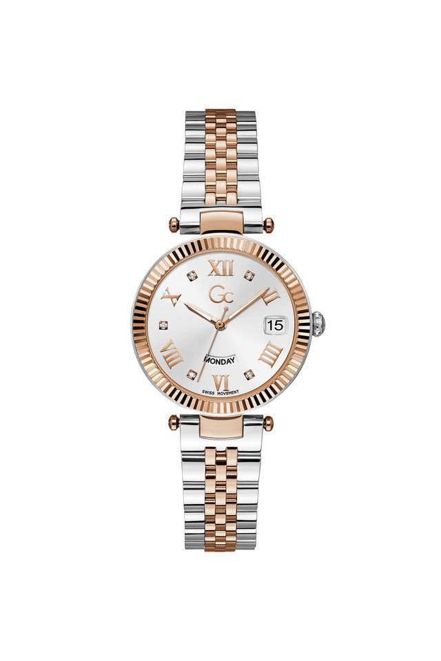 Womens-34-mm-White-Dial-Stainless-Steel-Analog-Watch