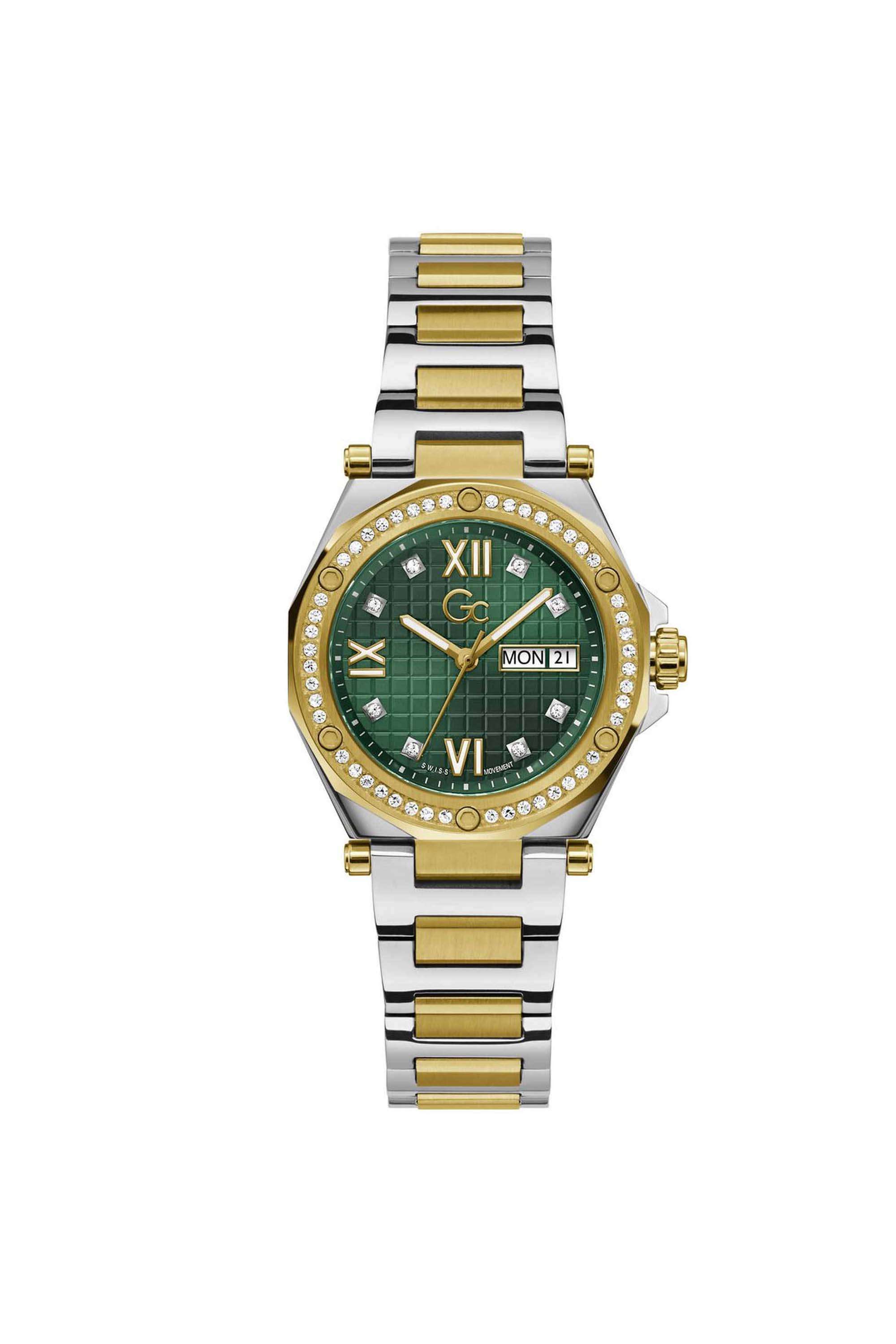 Sport-Chic-34-mm-Analogue-Quartz-Watch-For-Women-s---Green-Dial-with-Two-Tone-Stainless-Steel-Strap-(Z20004L9MF)
