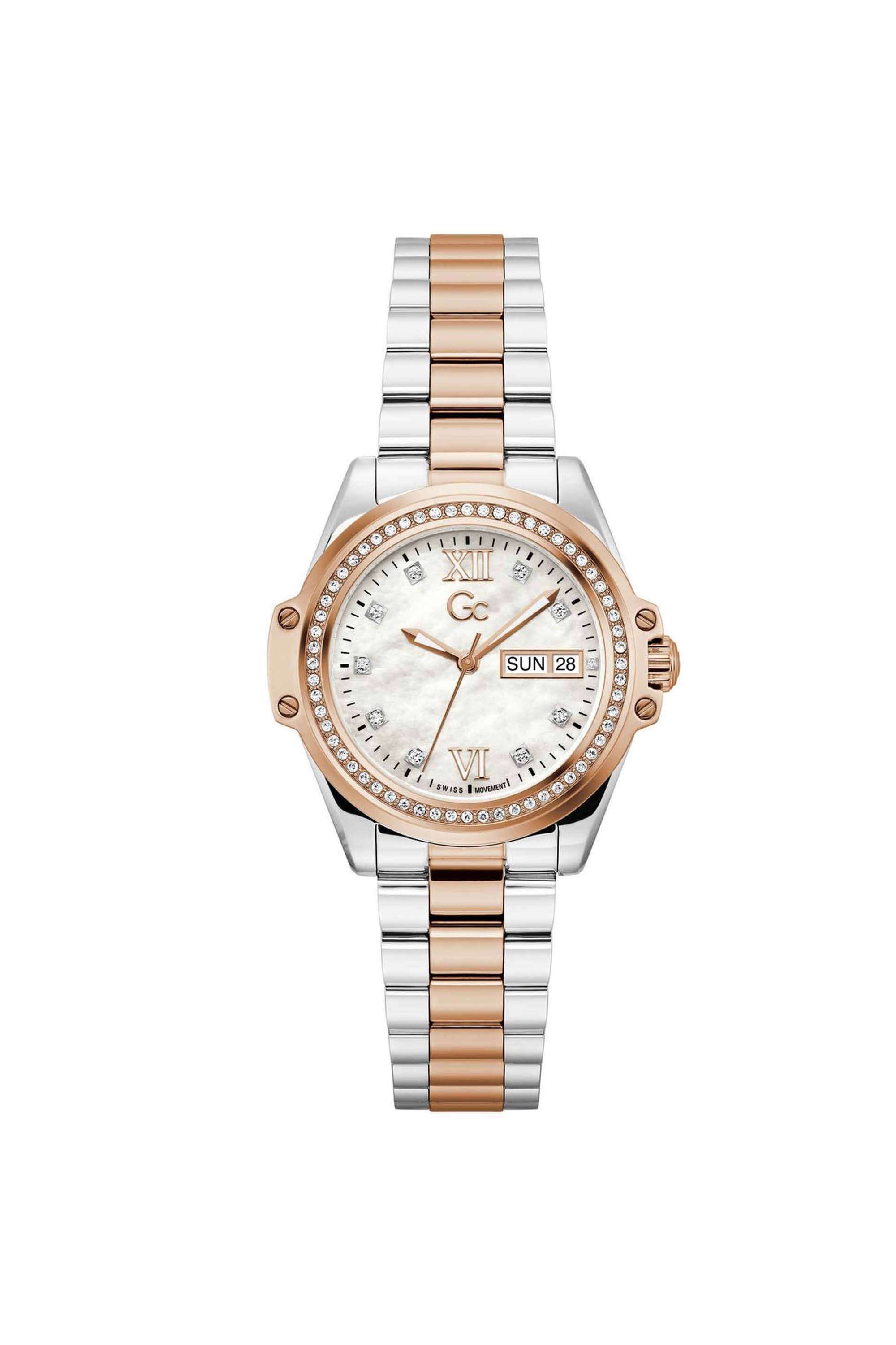 Bolt-Lady-34-mm-Analogue-Quartz-Watch-For-Women-s---White-Dial-with-Two-Tone-Stainless-Steel-Strap-(Z53001L1)