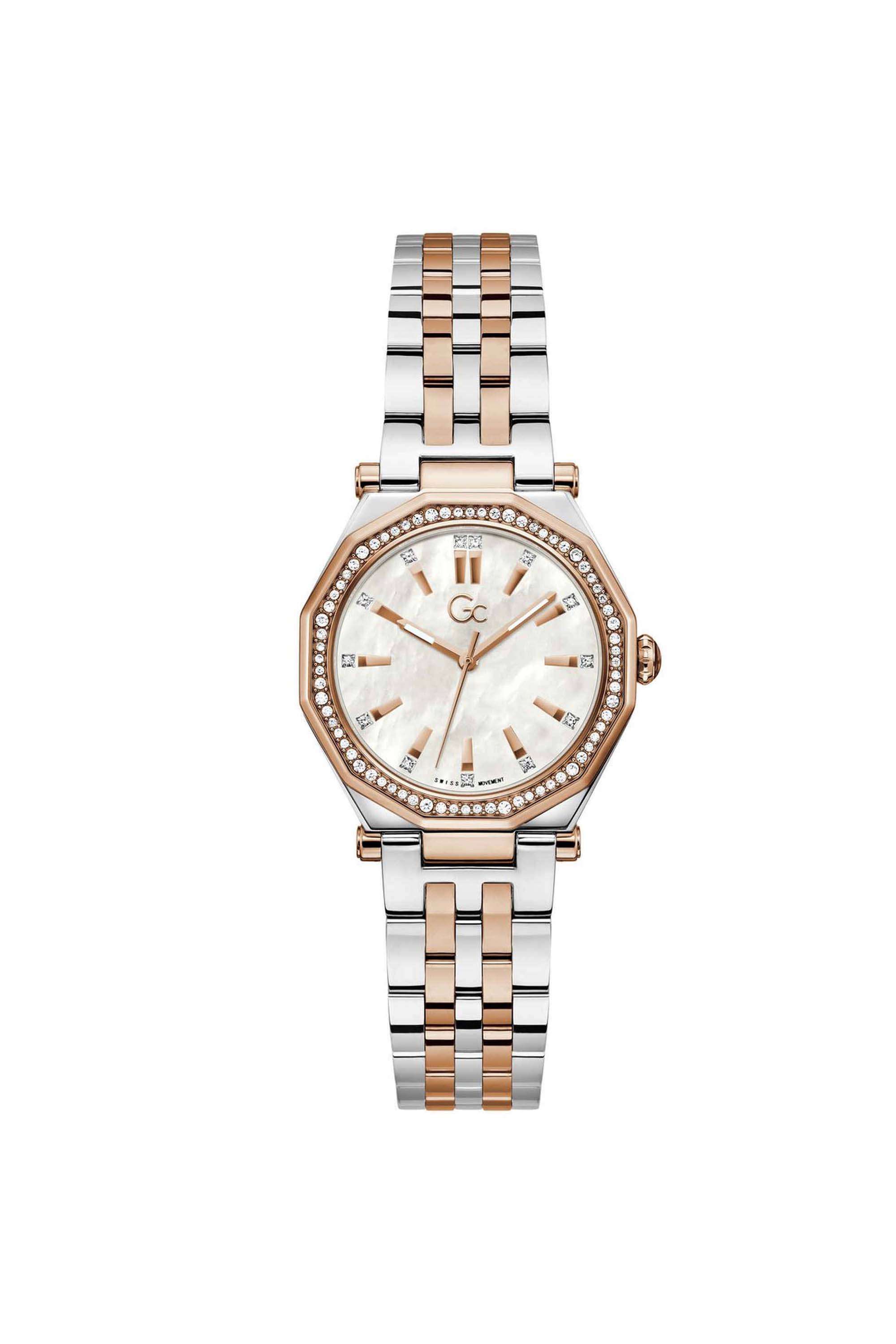 Gleam-32-mm-Analogue-Quartz-Watch-For-Women-s---White-Dial-with-Two-Tone-Stainless-Steel-Strap-(Z55001L7)