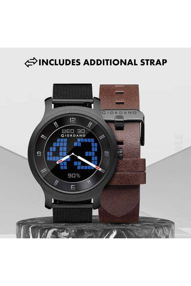 Unisex-44-mm-Black-Dial-Mesh-Full-Touch-Smartwatch---GT01-BK