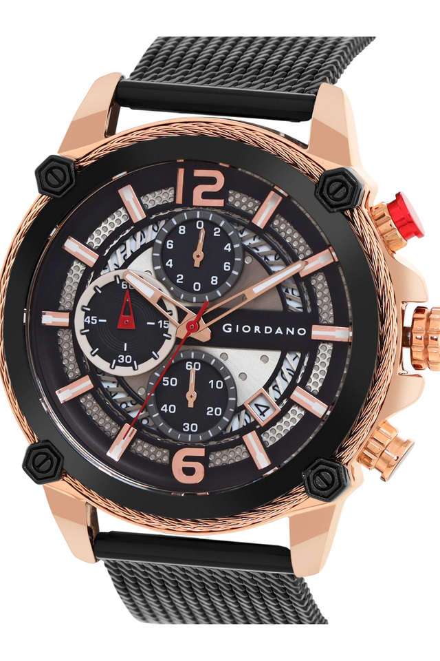 Buy Giordano NoColour Quartz 45 mm Black Dial Mesh Metal Analog