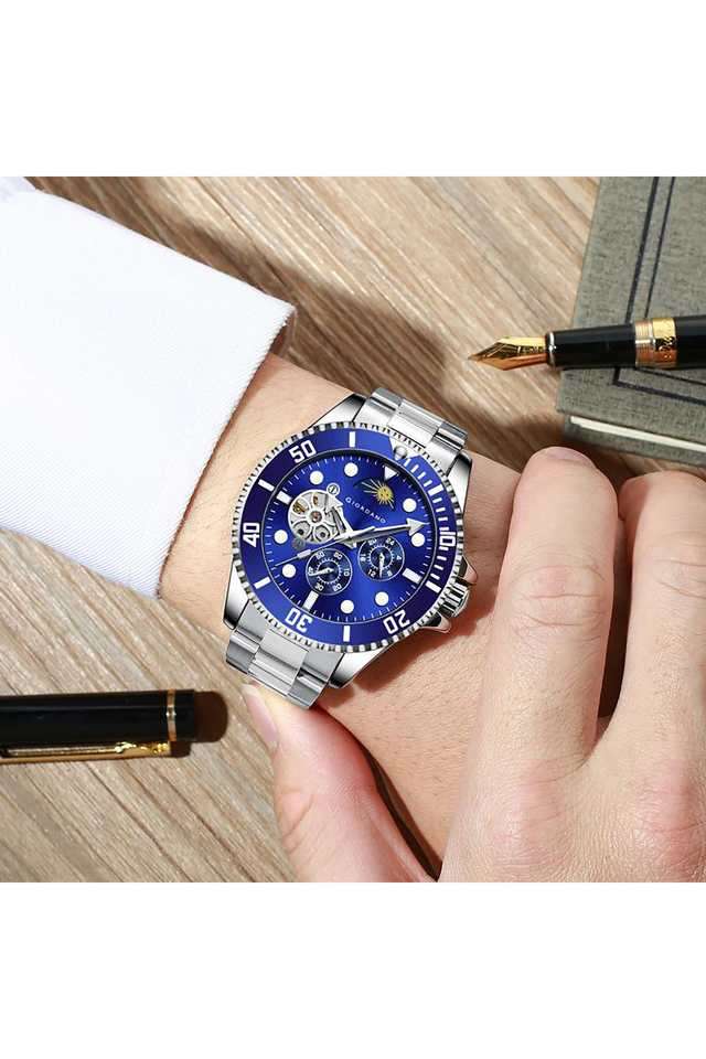 Buy Giordano NoColour 43 mm Blue Dial Stainless Steel Analogue