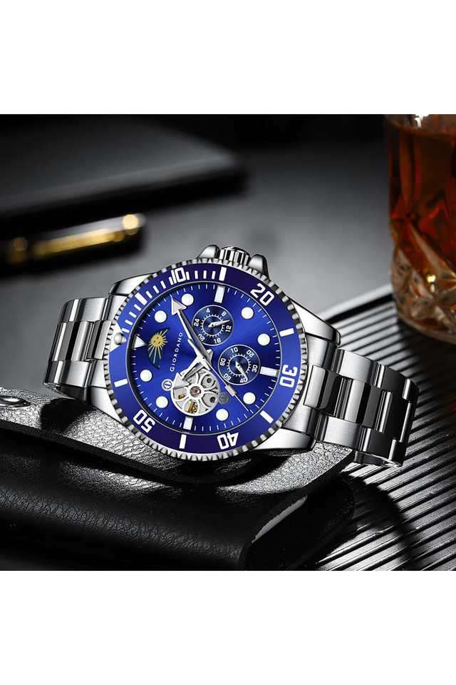 Buy Giordano NoColour 43 mm Blue Dial Stainless Steel Analogue