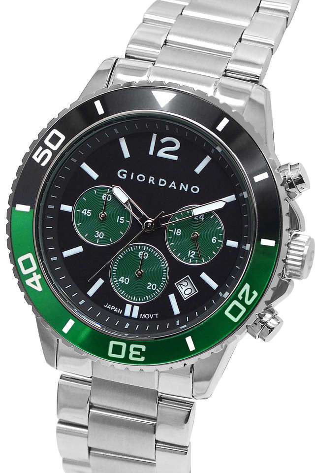 Buy Giordano NoColour 44 mm Black/Navy Green Dial Metal Analog