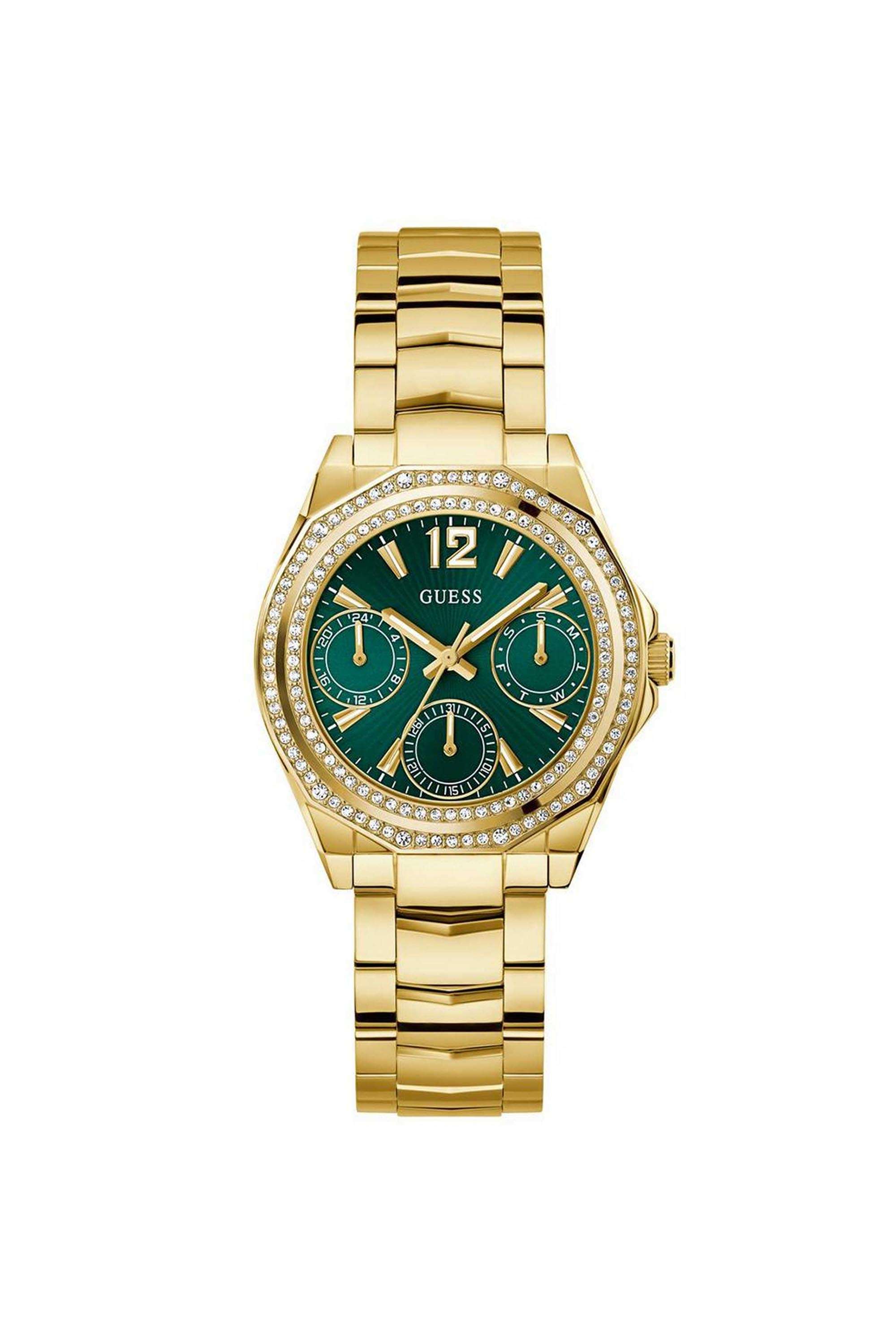 Ritzy-Women-s-36-mm-Analog-Quartz-Watch-Green-Dial-with-Gold-Recycled-Steel-Strap-(W0685L5)