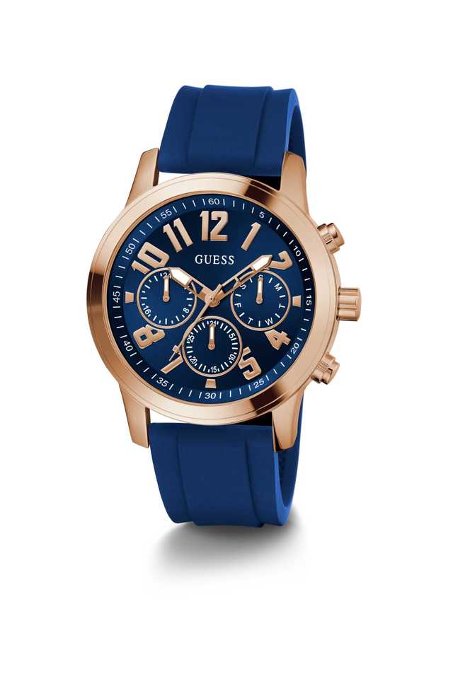 Buy GUESS blue PARKER Men's Watch with Rose Gold Tone case