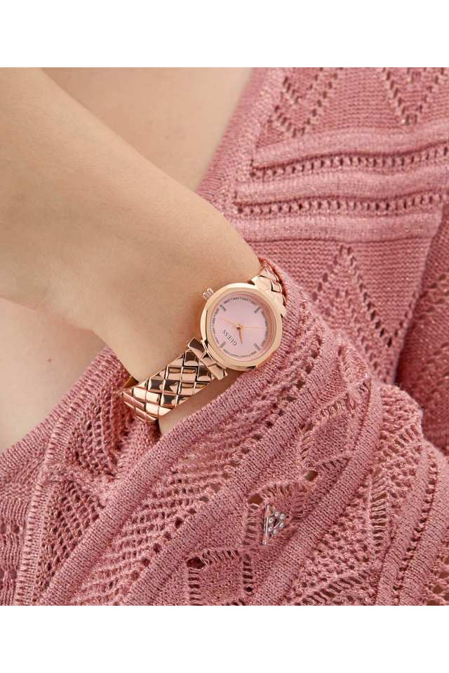 Bejeweled-26-mm-White-Dial-Stainless-Steel-Analogue-Wrist-Watch-for-Women---GW0839L3