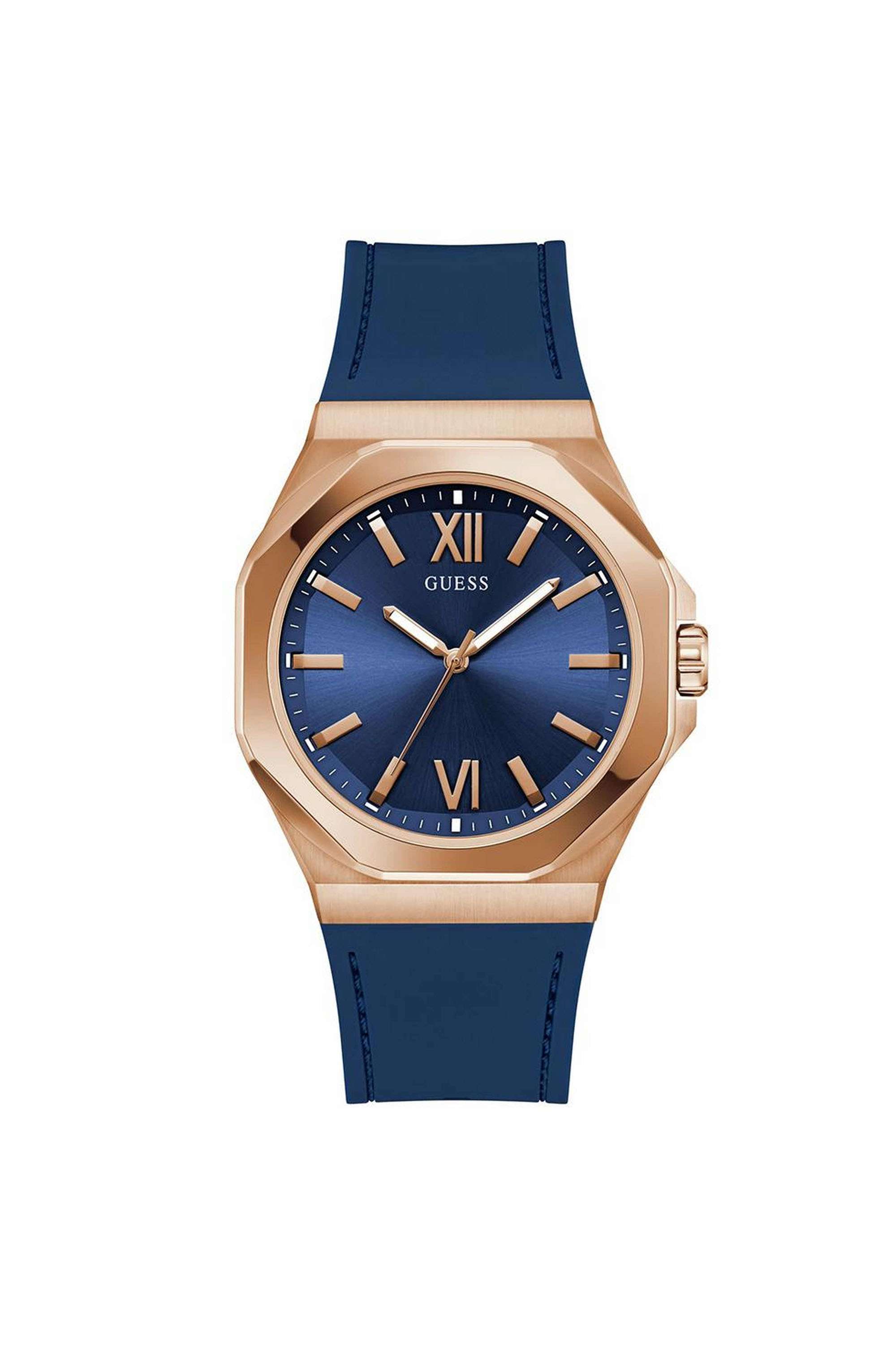 Emperor-42-mm-Analogue-Quartz-Watch-For-Men-s---Blue-Dial-with-Blue-Silicone-Strap-(GW0850G3)