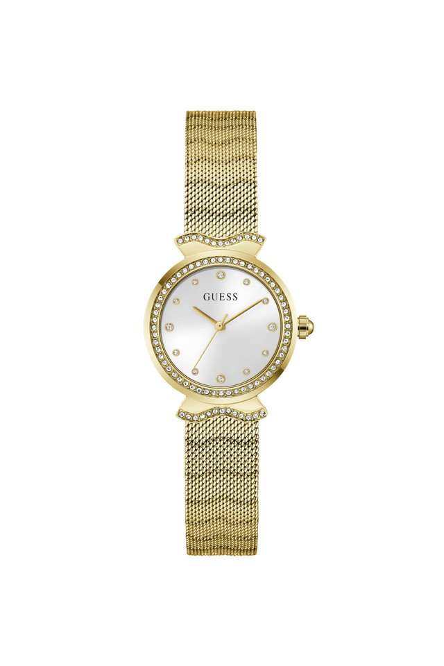 Bejeweled-28-mm-White-Dial-Stainless-Steel-Analogue-Wrist-Watch-for-Women---GW0866L2