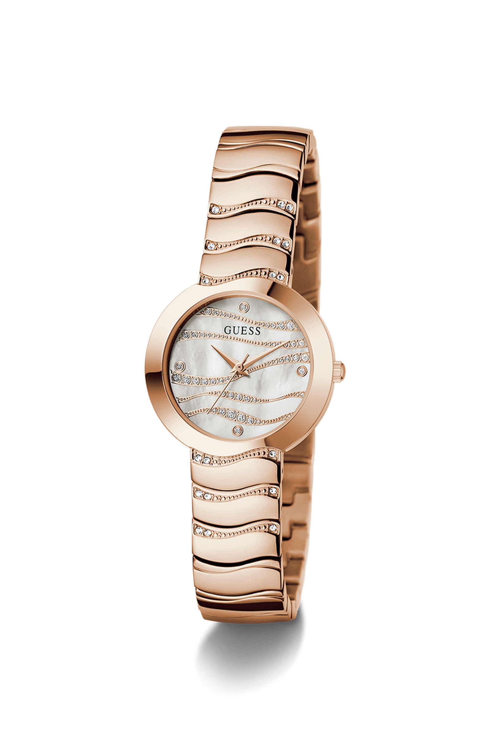 30-mm-Analogue-Quartz-Watch-For-Women-s---White-Dial-with-Rose-Gold-Stainless-Steel-Strap-(GW0871L3)