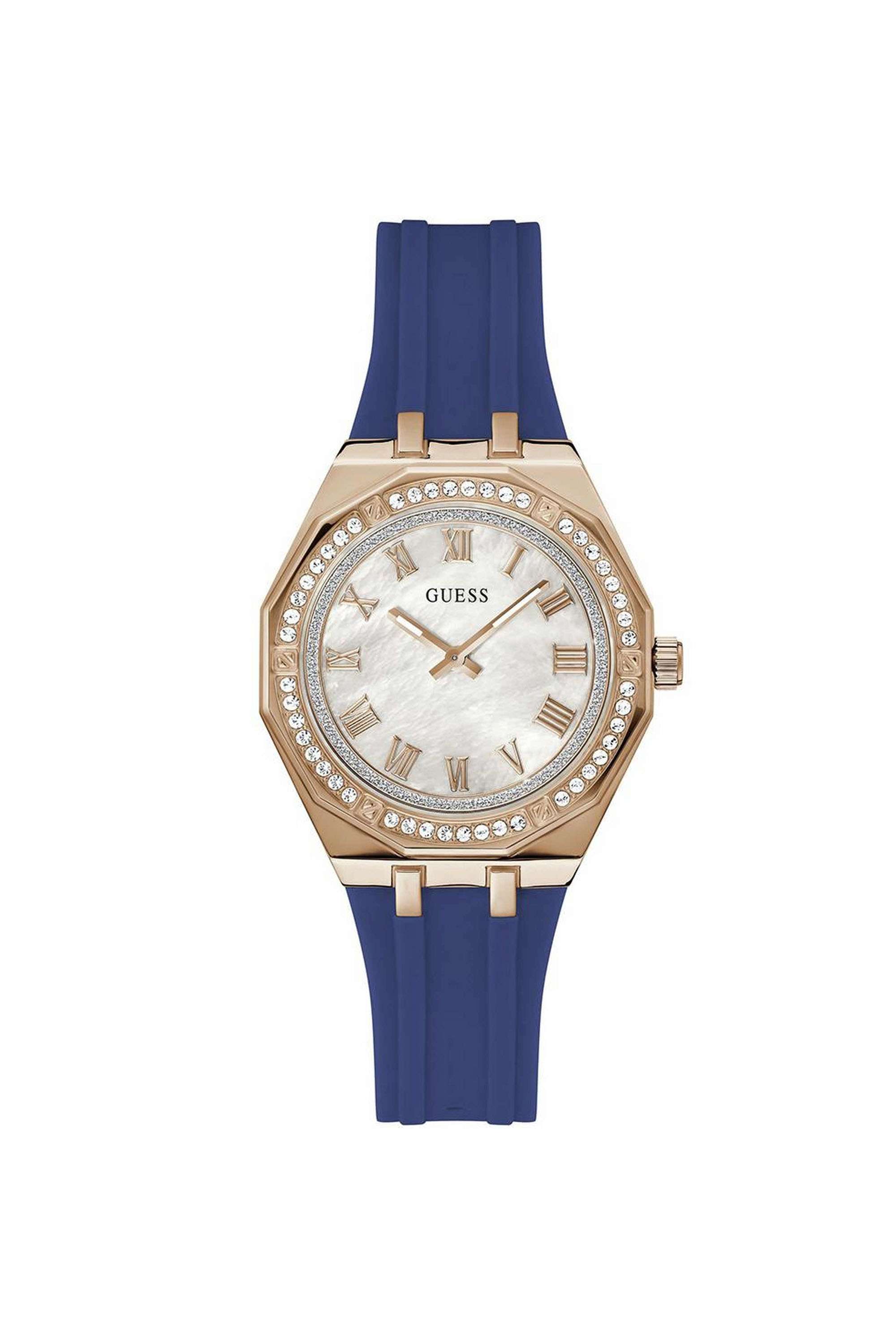 Desire-36-mm-Analogue-Quartz-Watch-For-Women-s---White-Dial-with-Blue-Silicone-Strap-(GW0872L3)