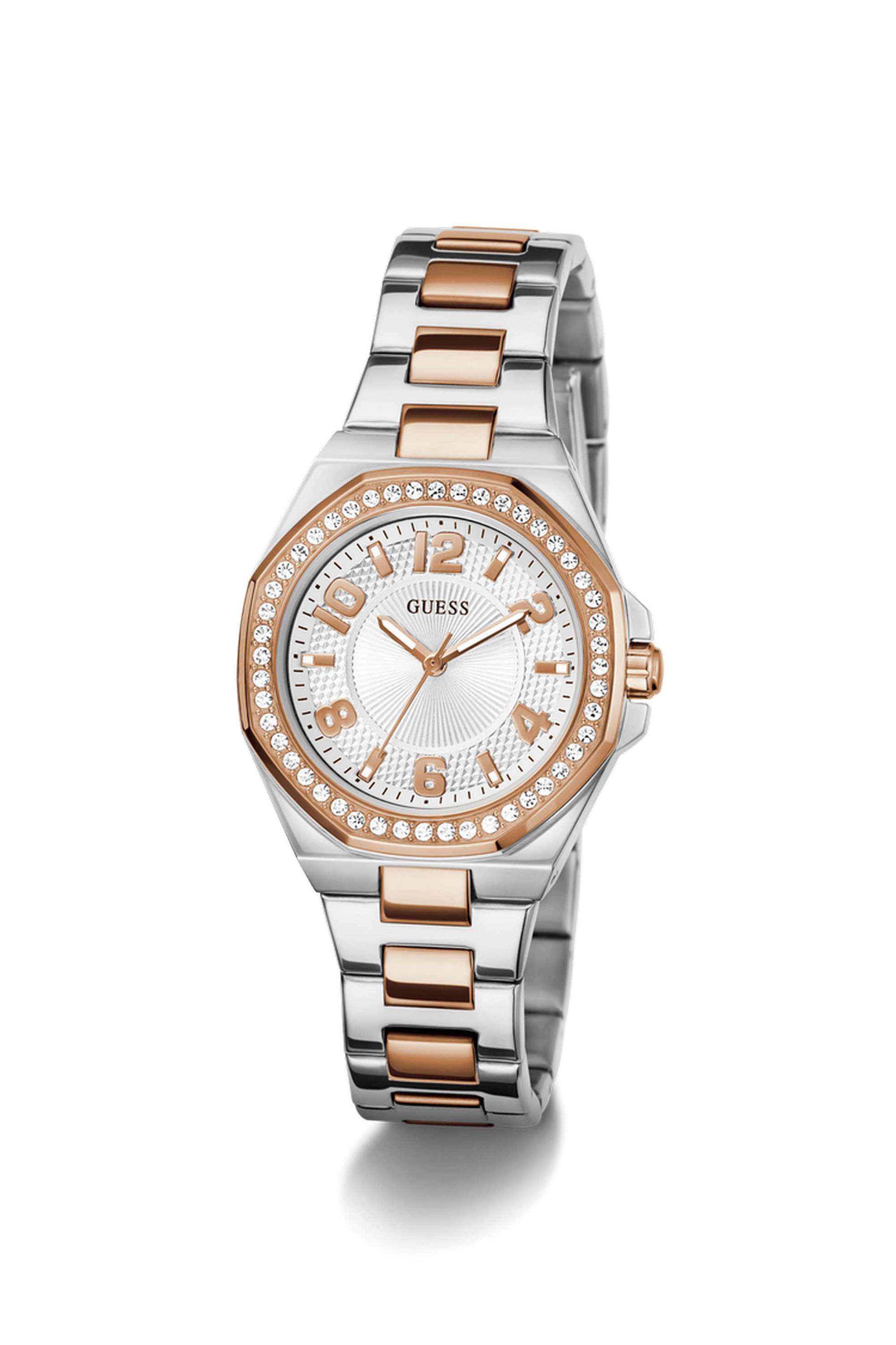 34-mm-Analogue-Quartz-Watch-For-Women-s---White-Dial-with-Two-Tone-Stainless-Steel-Strap-(GW0877L4)