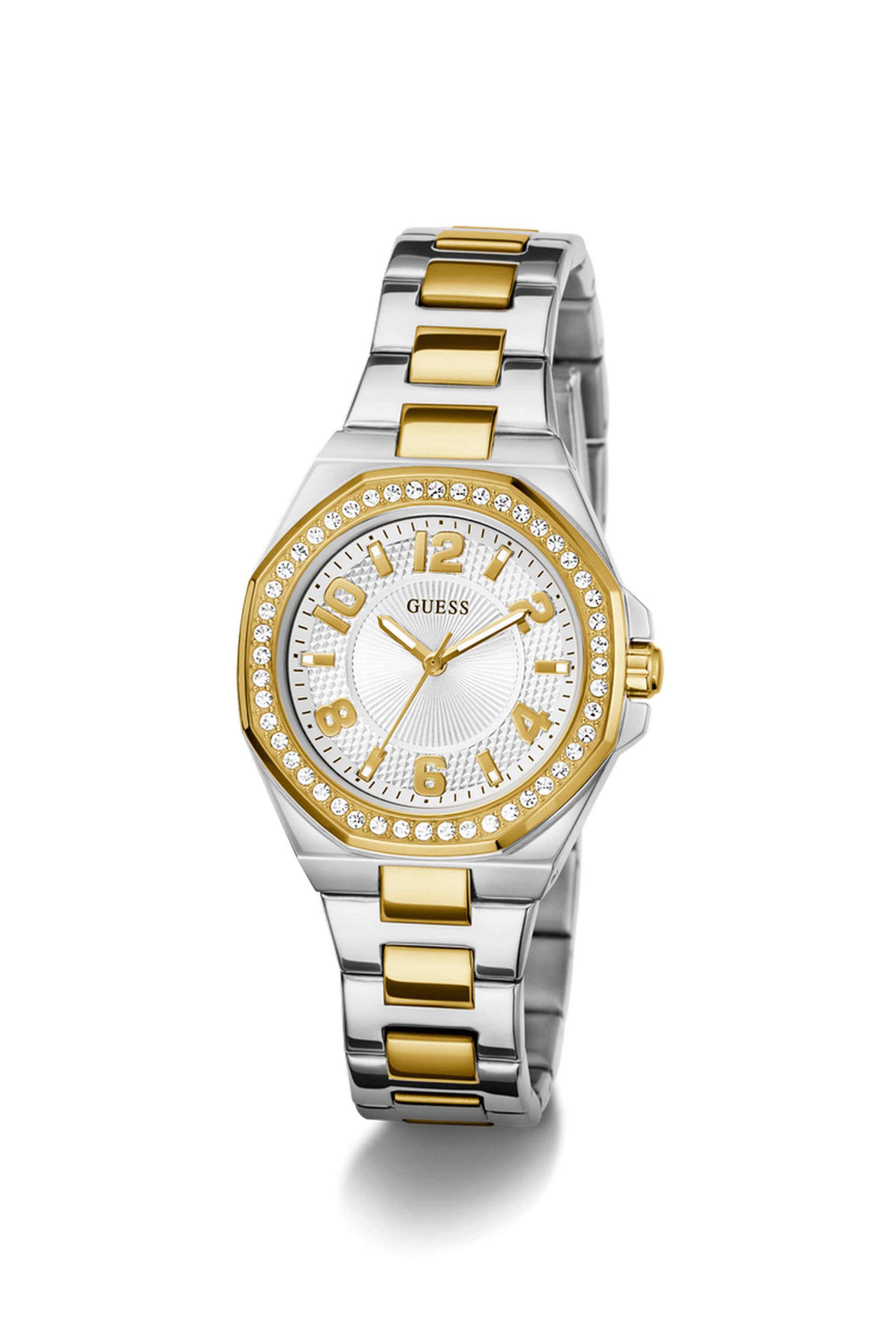 34-mm-Analogue-Quartz-Watch-For-Women-s---White-Dial-with-Two-Tone-Stainless-Steel-Strap-(GW0877L5)