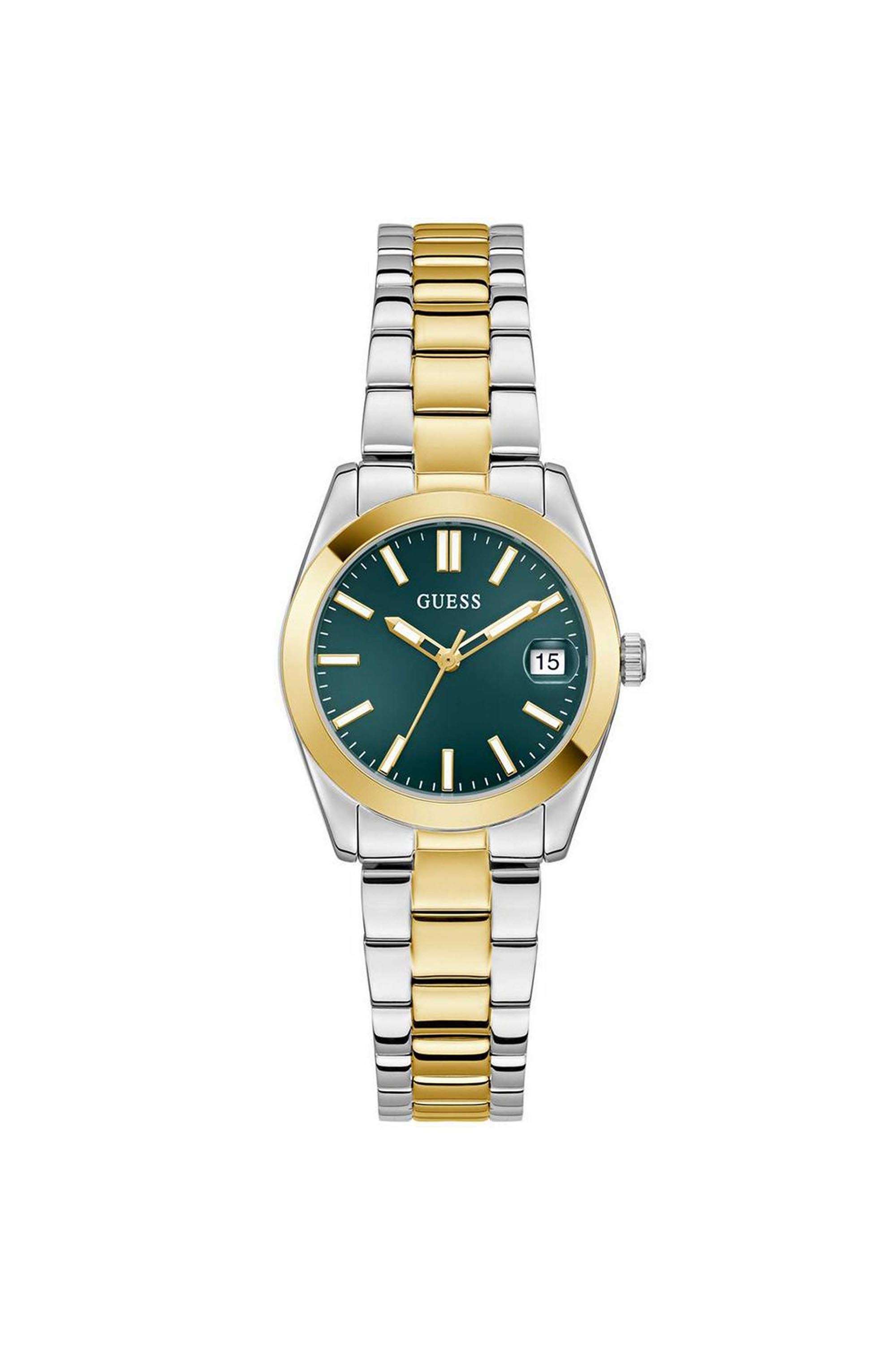 Alice-Women-s-32-mm-Analog-Quartz-Watch-Green-Dial-with-Two-Toned-Recycled-Steel-Strap-(W0934L3)