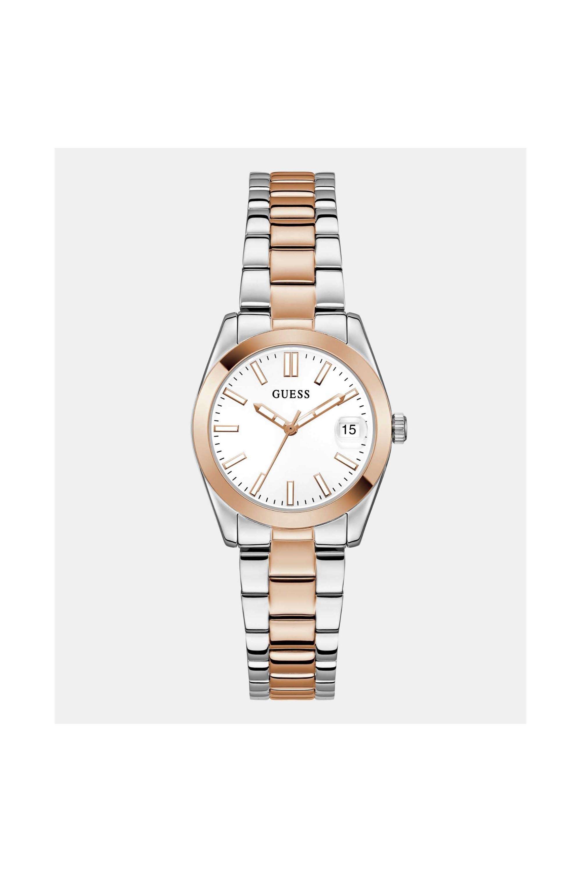 Women-s-32-mm-Analog-Quartz-Watch-White-Dial-with-Two-Toned-Stainless-Steel-Strap-(W0934L6)