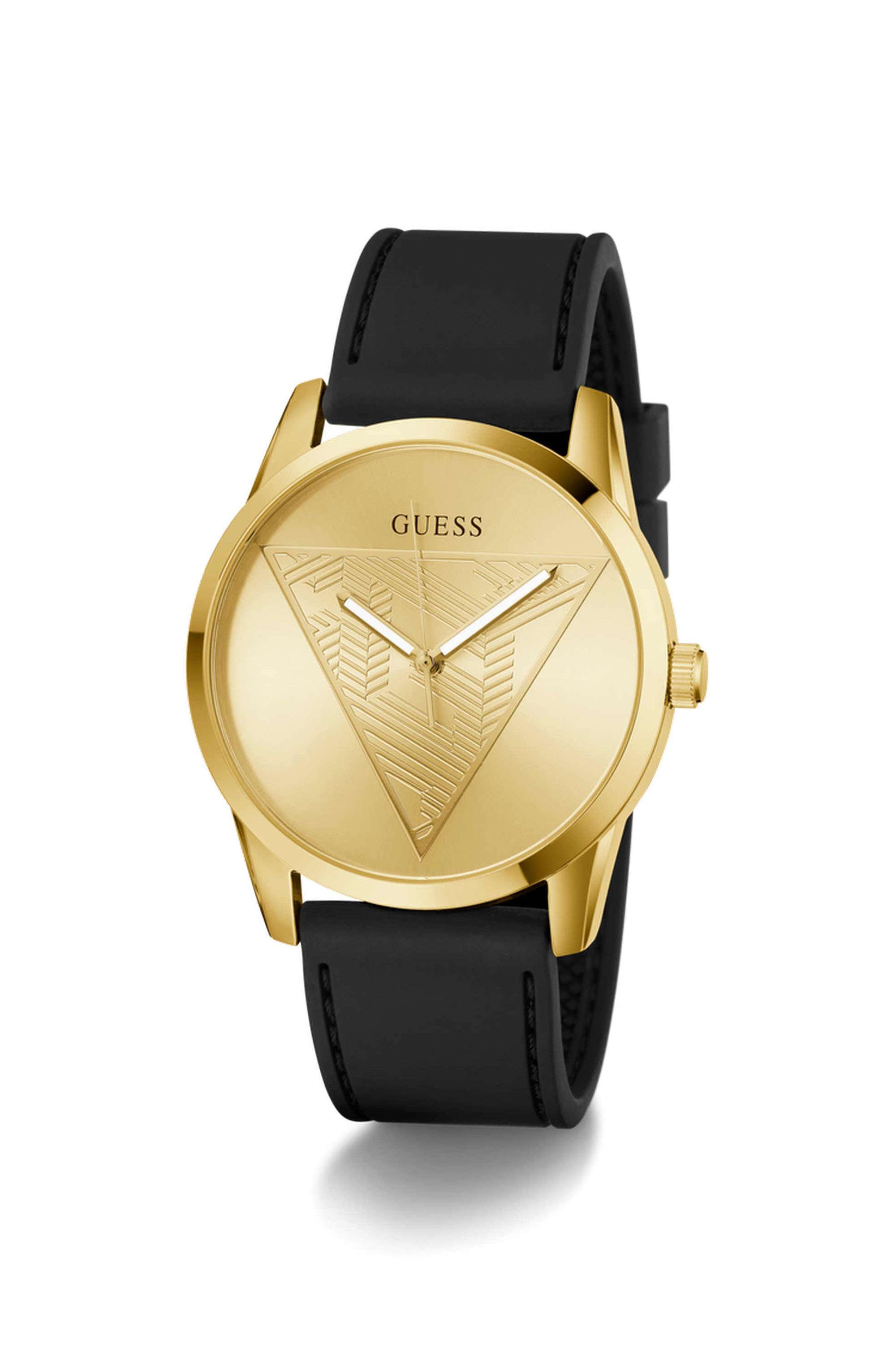 Clark-Men-s-42-mm-Analog-Quartz-Watch-Gold-Dial-with-Black-Silicone-Strap-(W0957G2)