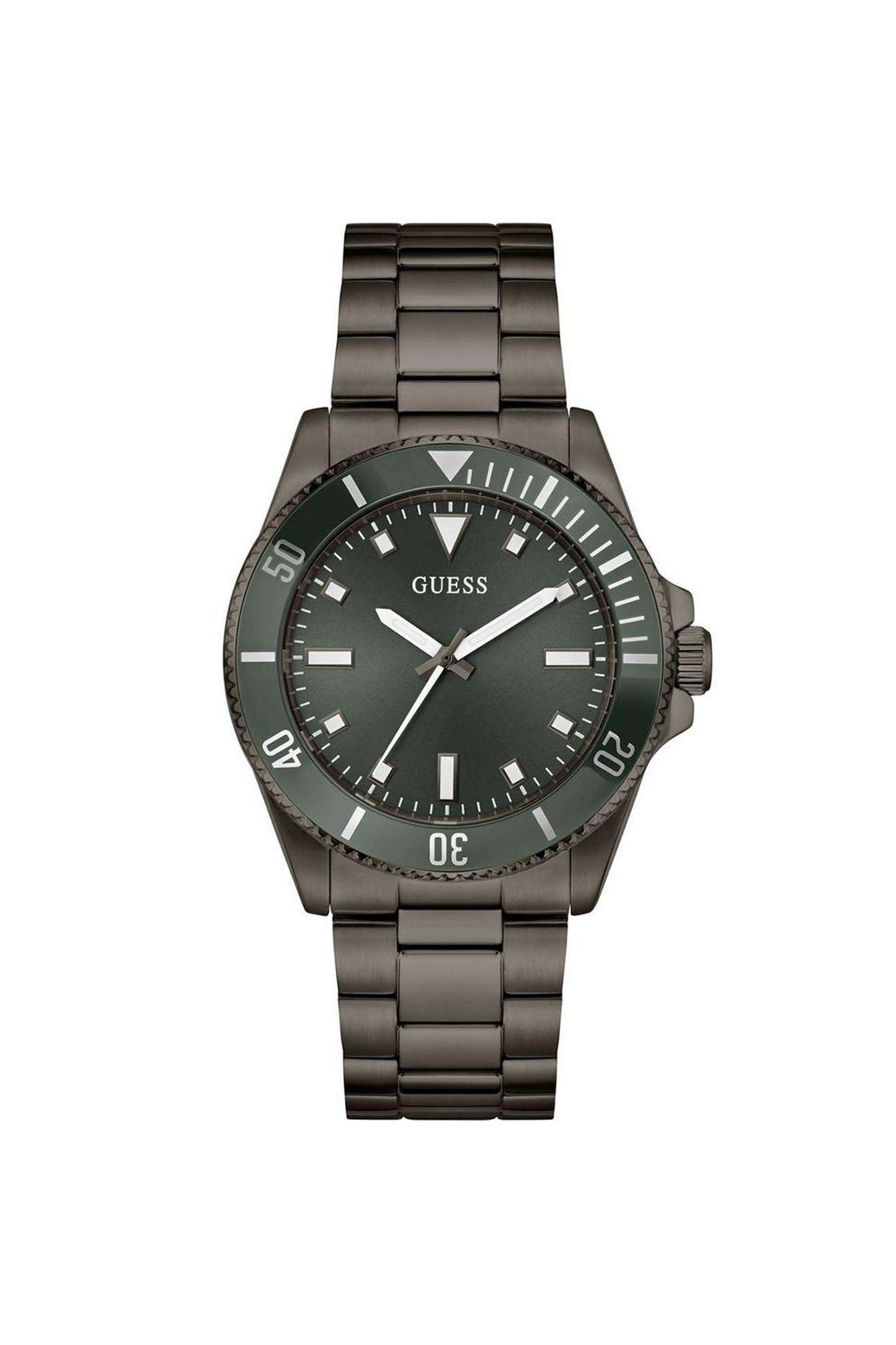 Men-s-41-mm-Analog-Quartz-Watch-Green-Dial-with-Gunmetal-Stainless-Steel-Strap-(W0968G3)
