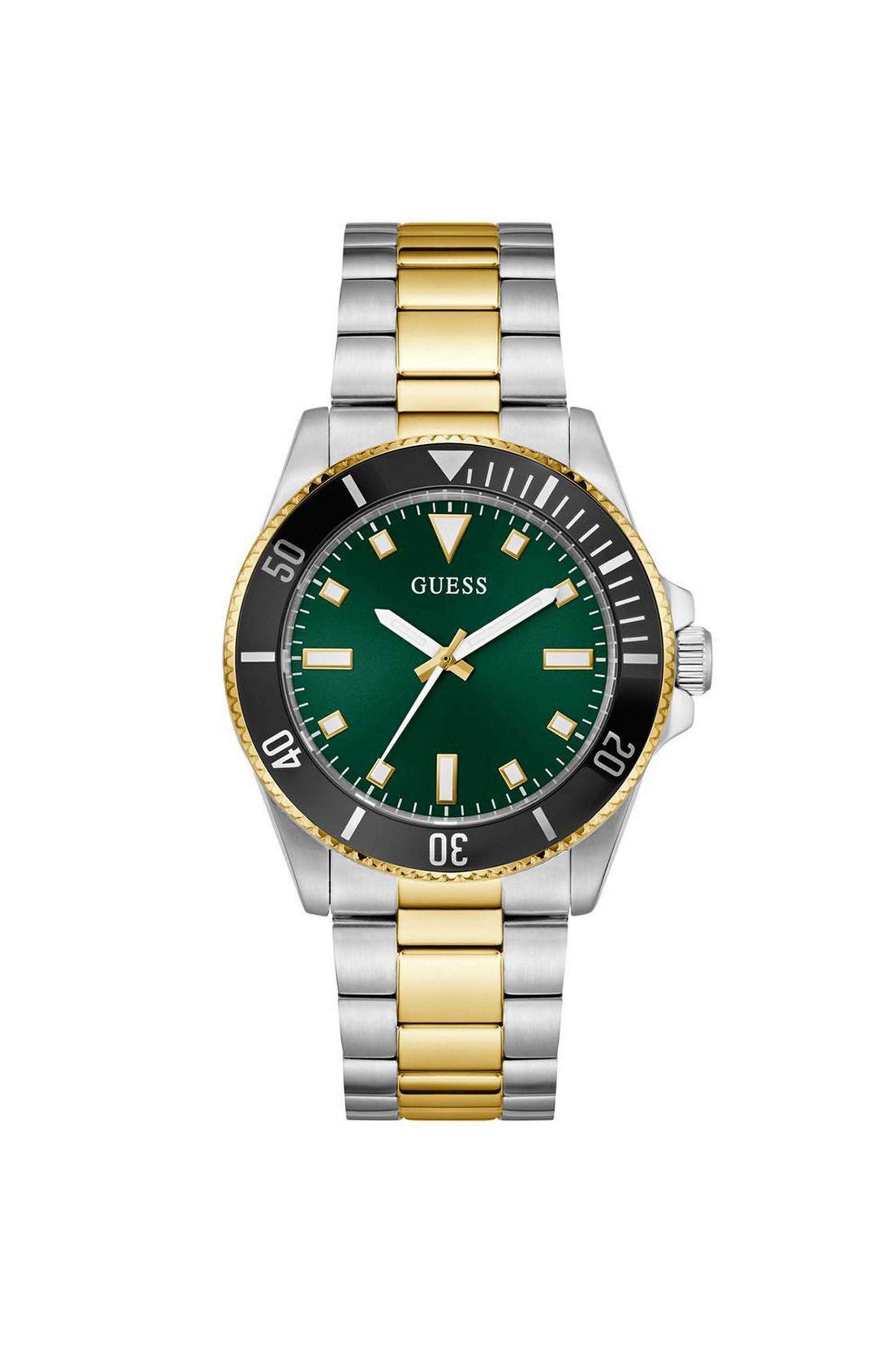 Cliff-Men-s-41-mm-Analog-Quartz-Watch-Green-Dial-with-Two-Toned-Stainless-Steel-Strap-(W0968G4)