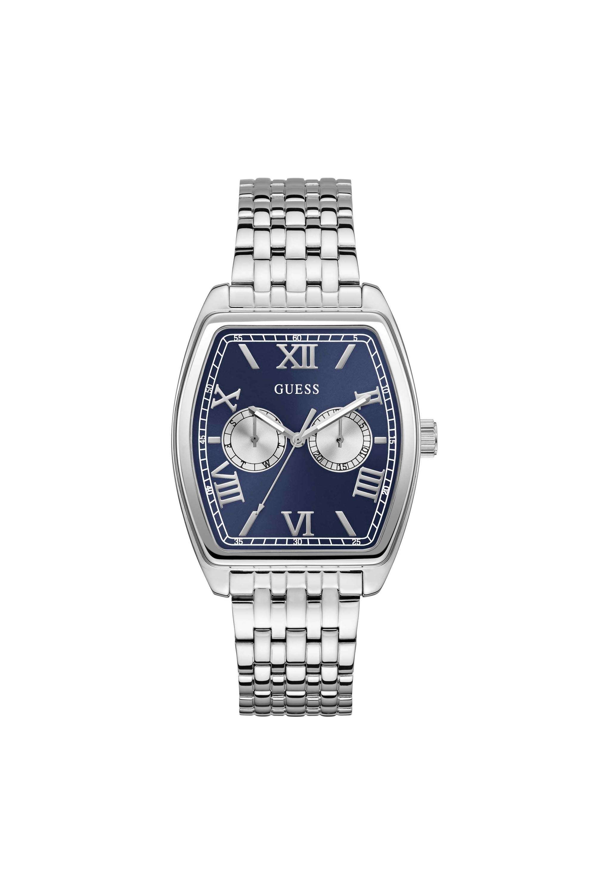 Gabriel-Men-s-38-mm-Analog-Quartz-Watch-Blue-Dial-with-Silver-Stainless-Steel-Strap-(W0975G2)