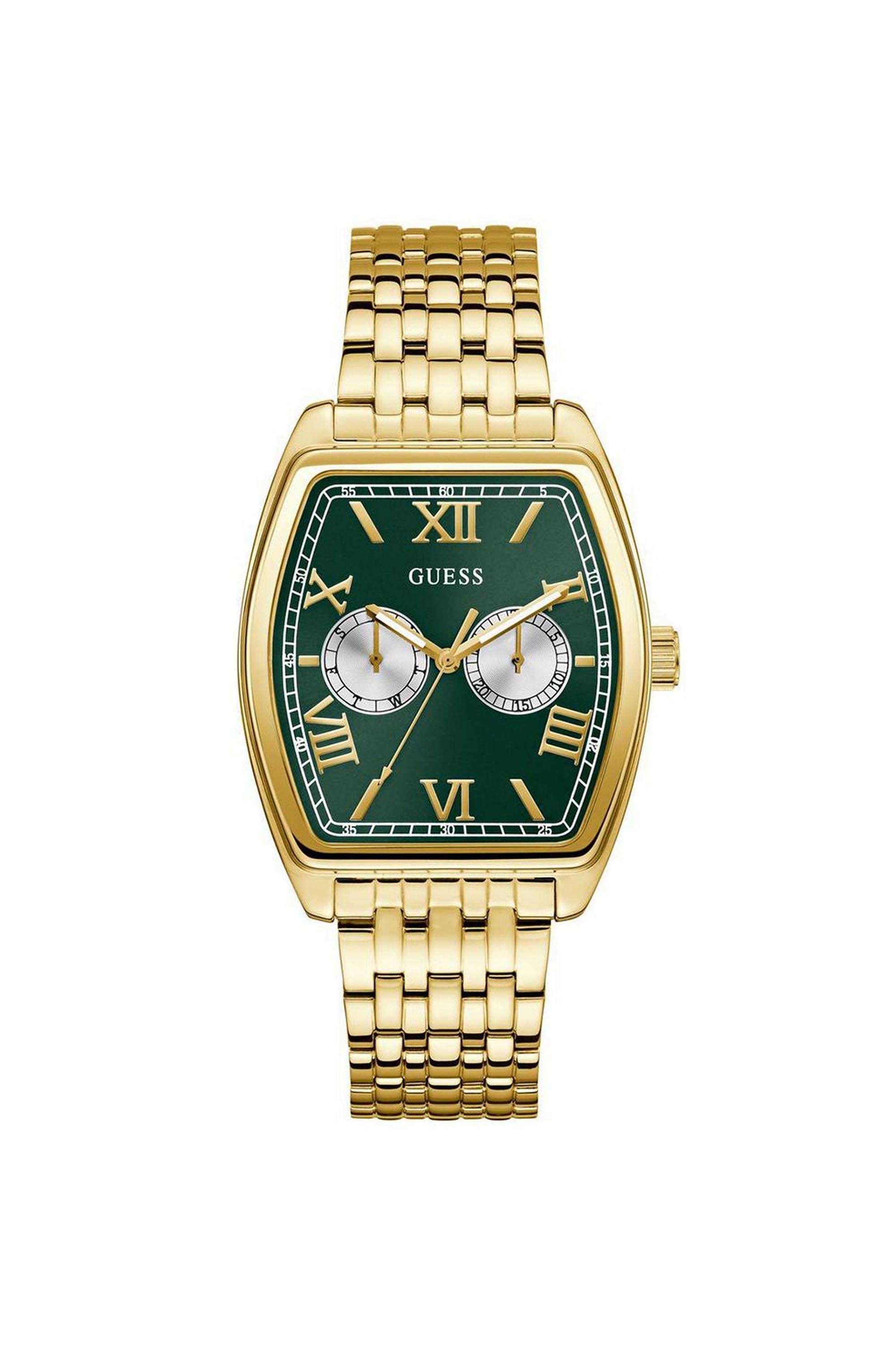 Gabriel-Men-s-38-mm-Analog-Quartz-Watch-Green-Dial-with-Gold-Recycled-Steel-Strap-(W0975G2)