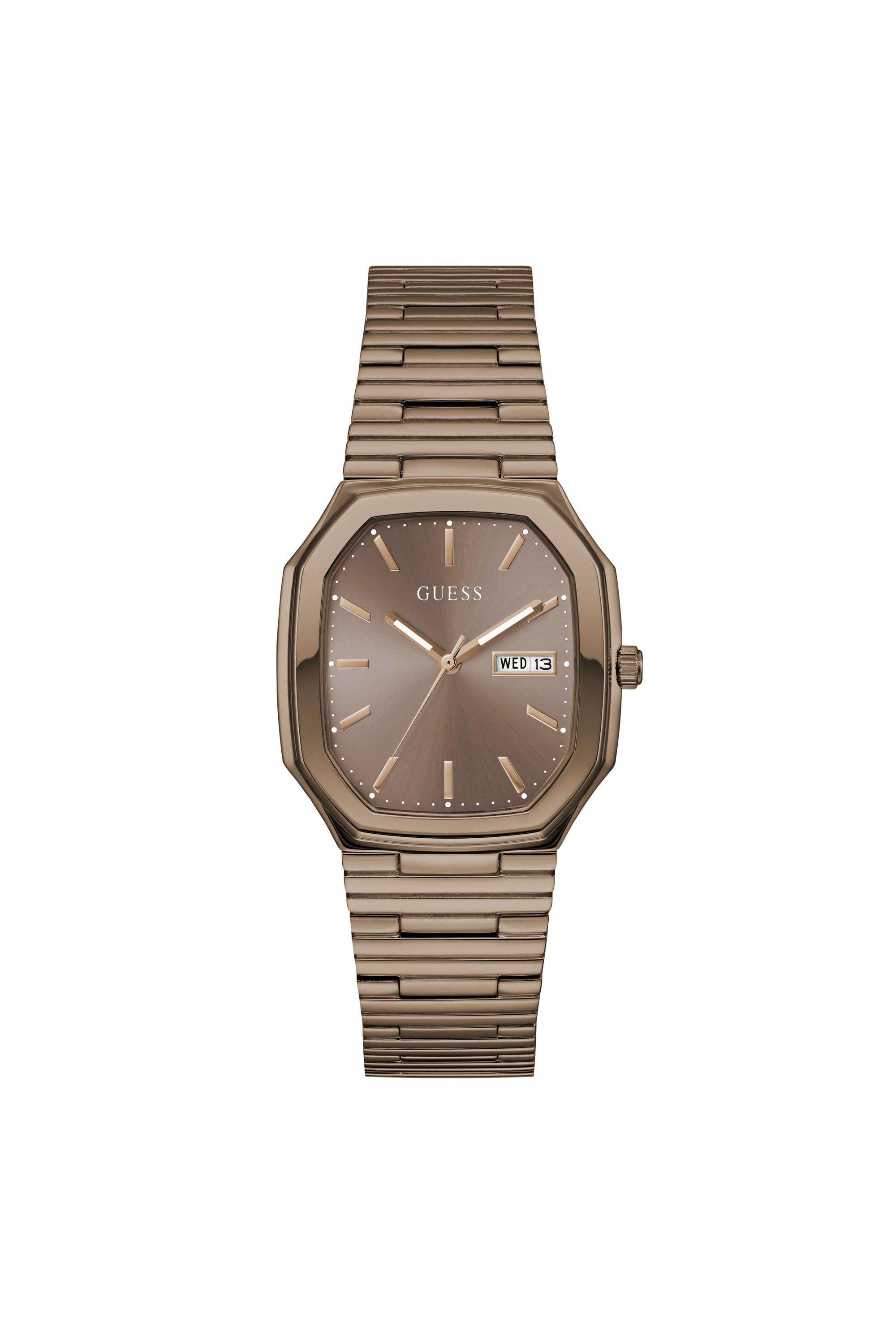 Men-s-35-mm-Analog-Quartz-Watch-Coffee-Dial-with-Coffee-Recycled-Steel-Strap-(W0978G3)