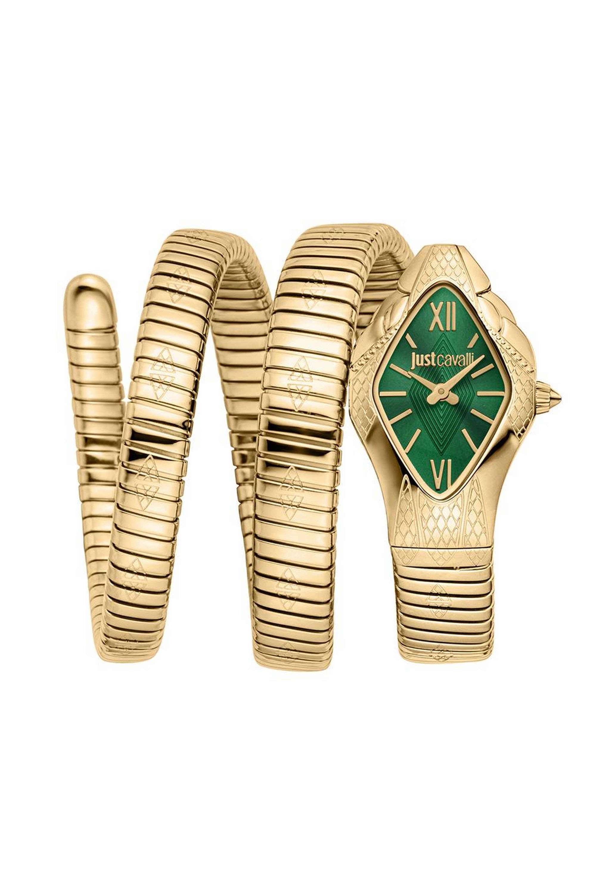 Cristallo-22-mm-Quartz-Analogue-Watch-For-Women-s---Green-Dial-with-Gold-Stainless-Steel-Strap-(JC1L307M0035)