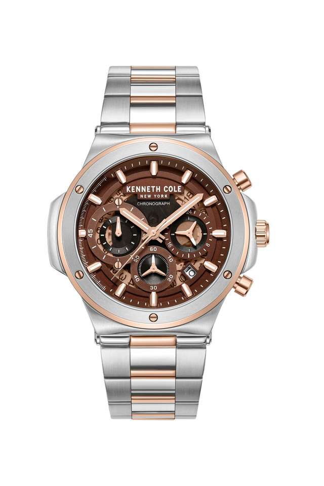Men-s-Chronograph-Brown-Dial-Stainless-Steel-Bracelet-Watch