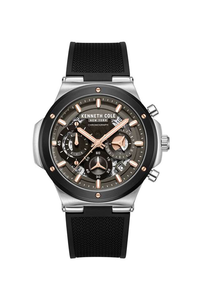 Men-s-Chronograph-Black-Dial-Sillicone-Strap-Watch