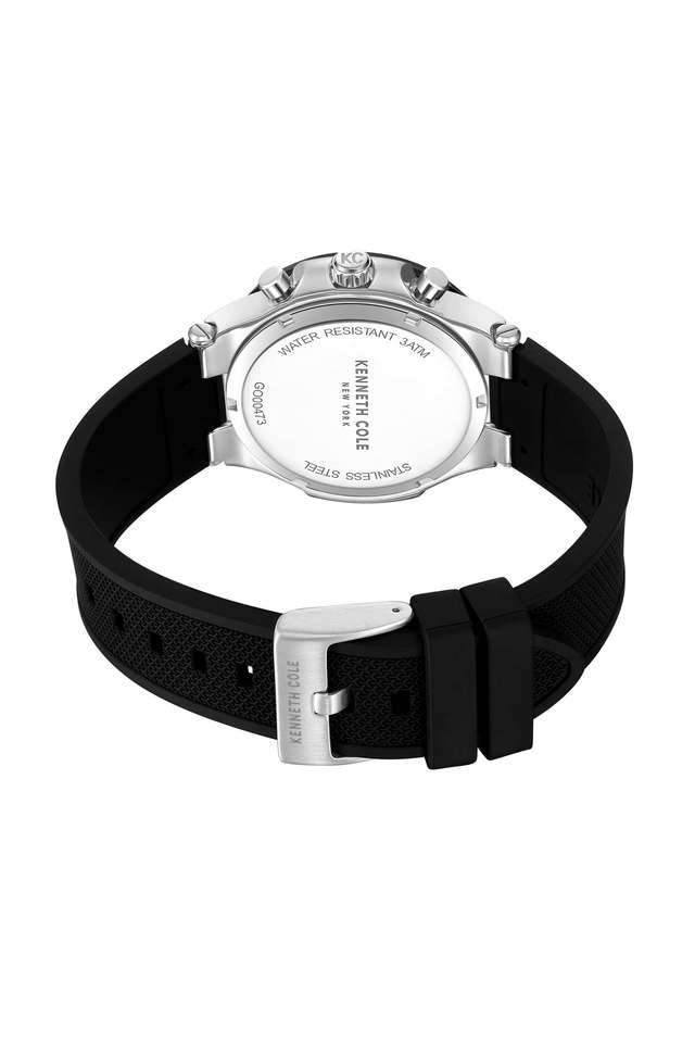 Men-s-Chronograph-Black-Dial-Sillicone-Strap-Watch