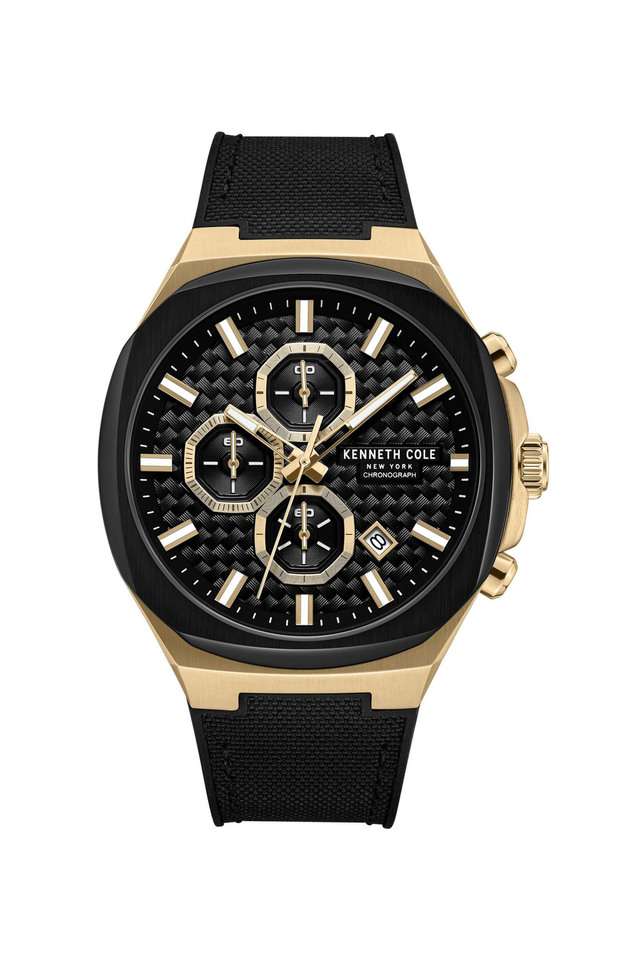 Men-s-Chronograph-Black-Dial-Sillicone-Strap-Watch