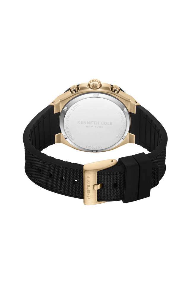 Men-s-Chronograph-Black-Dial-Sillicone-Strap-Watch