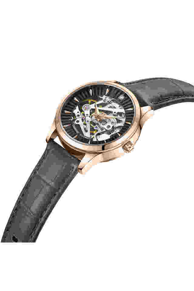 Automatic-34.5-mm-Black-Dial-Genuine-Leather-Analog-Watch-for-Women