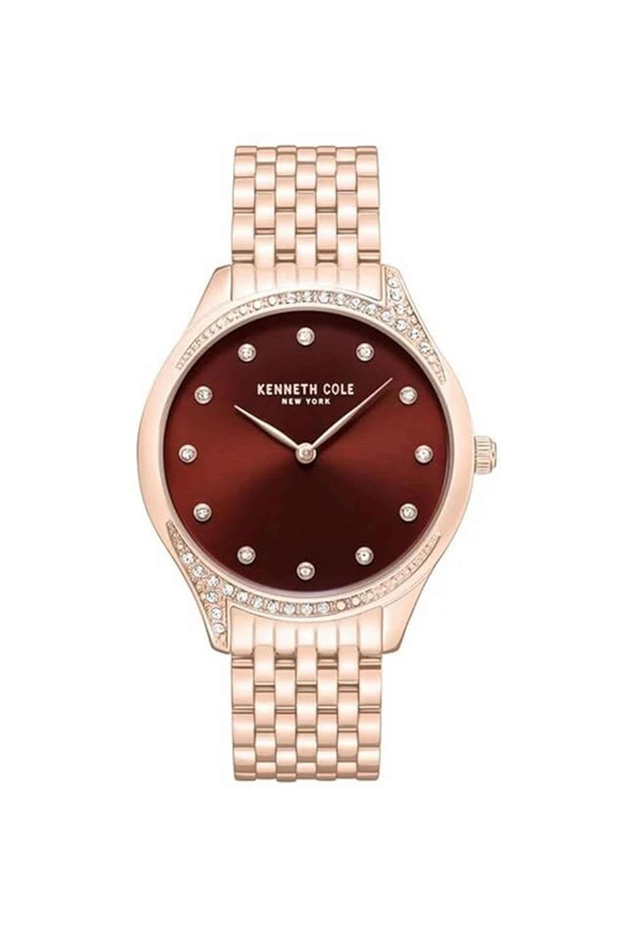 36-mm-Quartz-Analogue-Watch-For-Women---Red-Dial-with-Rose-Gold-Stainless-Steel-Strap-(KCWLG0068203LD)