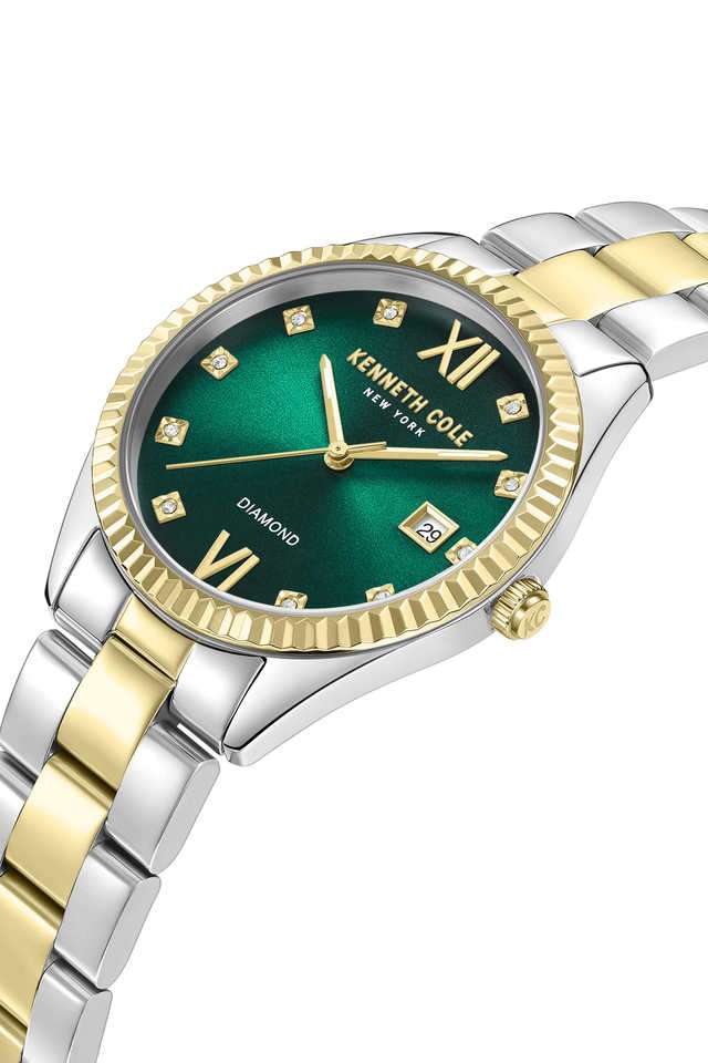 Modern-Classic-Diamond-36-mm-Green-Dial-Stainless-Steel-Analog-Watch-For-Women---KCWLH0026903LD