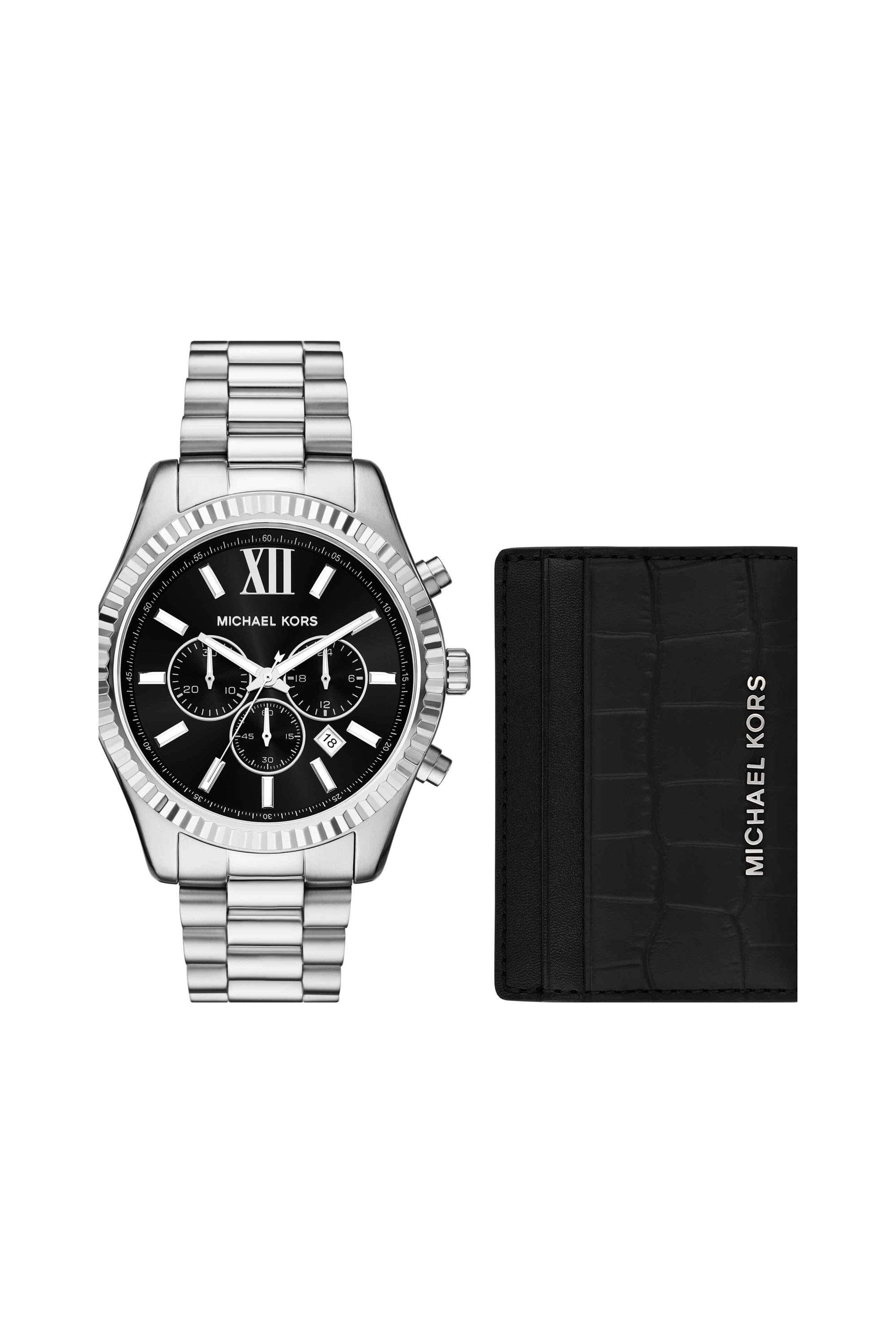 Lexington-44-mm-Black-Dial-Stainless-Steel-Chronograph-Watch-For-Men---MK1091SET