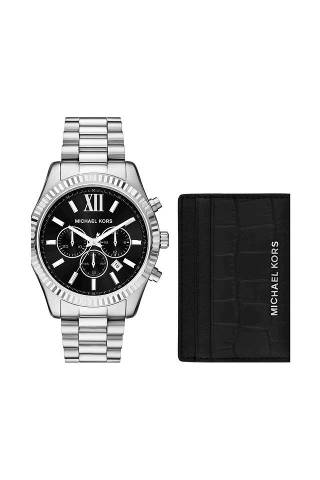 Lexington-44-mm-Black-Dial-Stainless-Steel-Chronograph-Watch-for-Men---MK1091SET