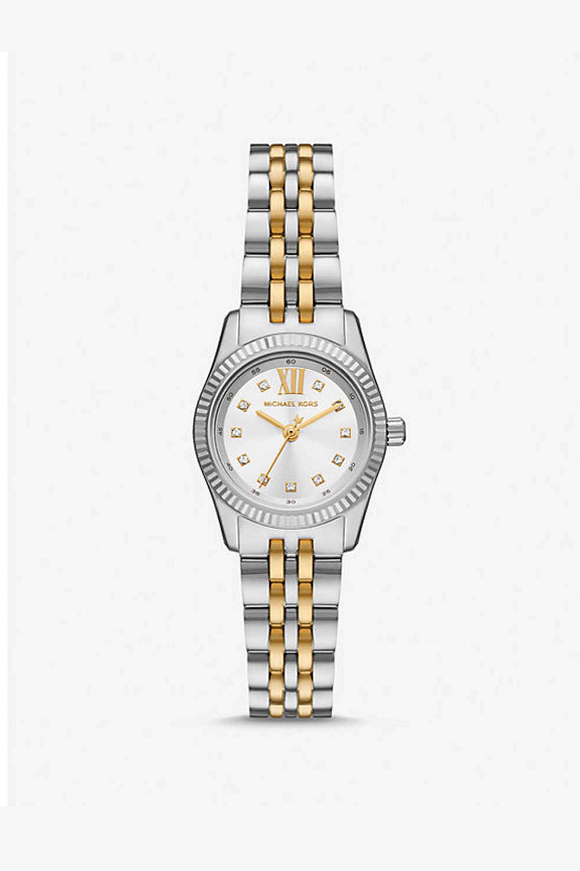 Lexington-Women-s-28-mm-Analogue-Quartz-Watch---Silver-Dial-with-Two-Tone-Stainless-Steel-Strap-(MK4740)
