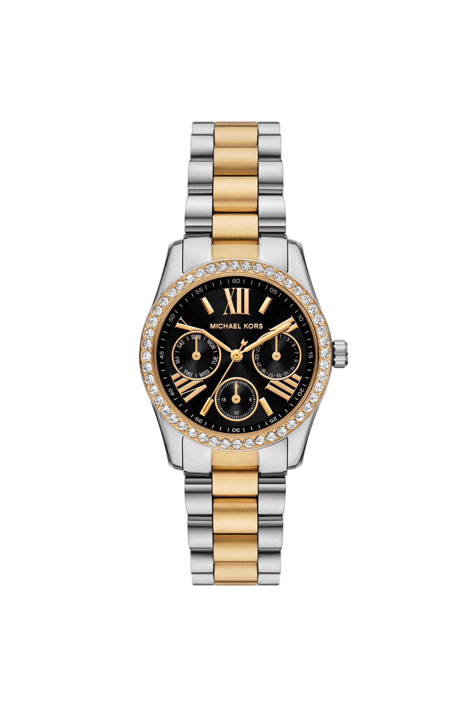 Lexington-33-mm-Black-Dial-Stainless-Steel-Analogue-Watch-For-Women---MK4925