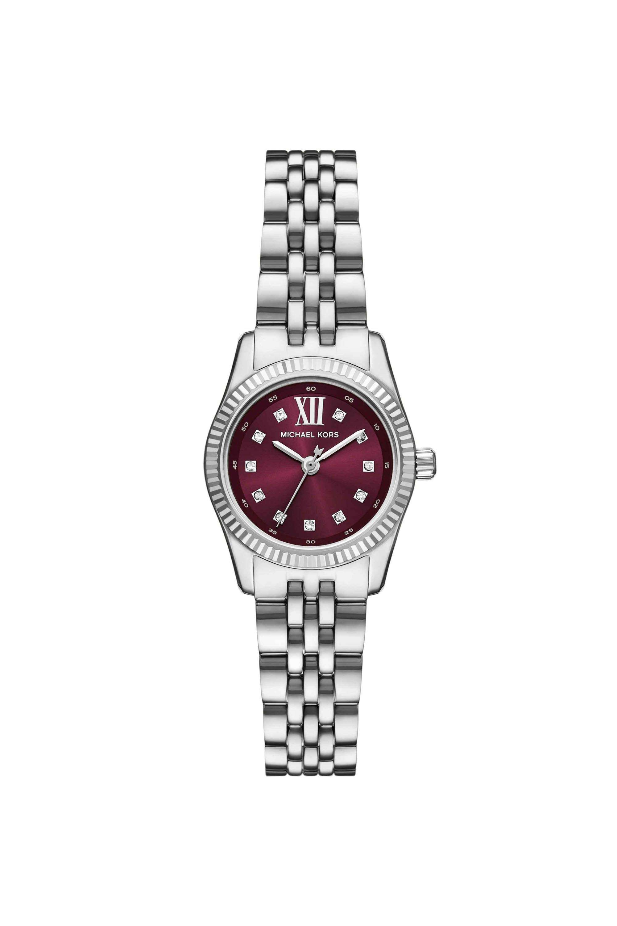 Lexington-26-mm-Red-Dial-Stainless-Steel-Analogue-Watch-For-Women---MK4968