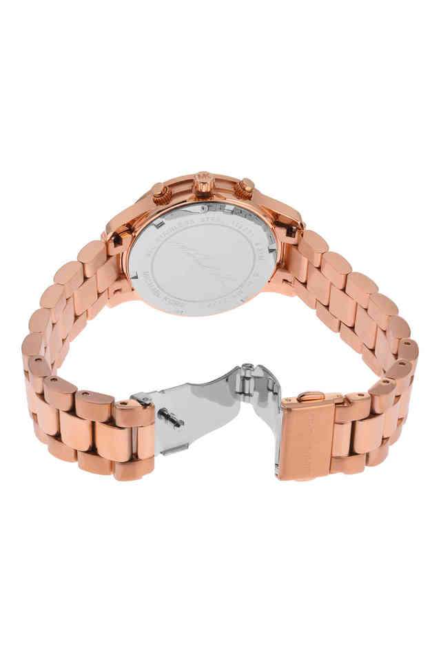 Runway-34-mm-Rose-Gold-Dial-Stainless-Steel-Chronograph-Watch-for-Women---MK7327