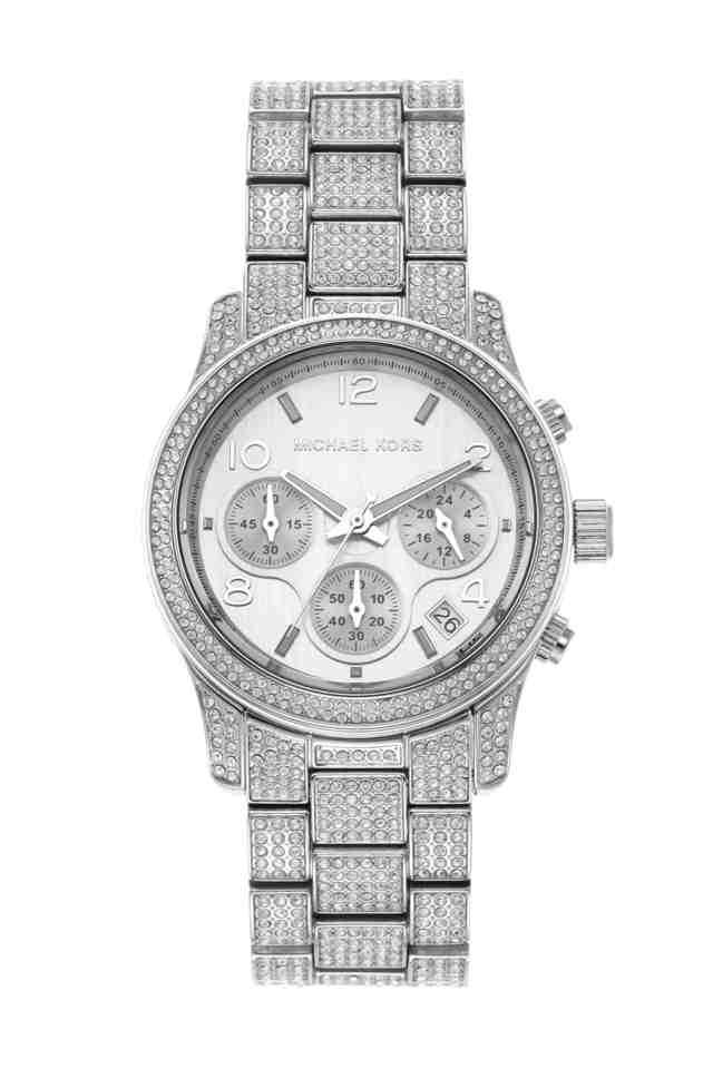 Runway-38-mm-Silver-Dial-Stainless-Steel-Chronograph-Watch-For-Women---MK7434