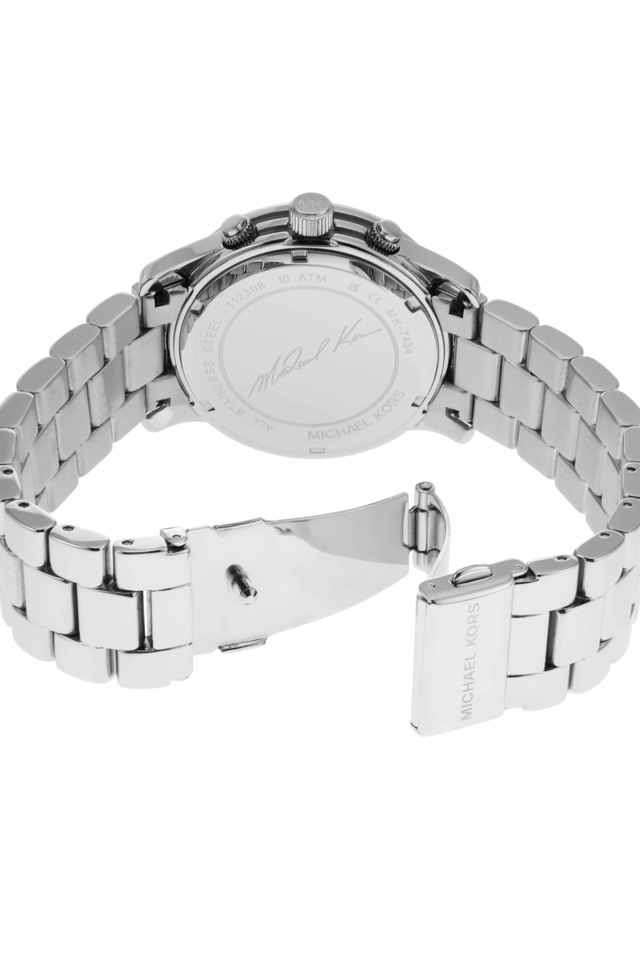Runway-38-mm-Silver-Dial-Stainless-Steel-Chronograph-Watch-For-Women---MK7434