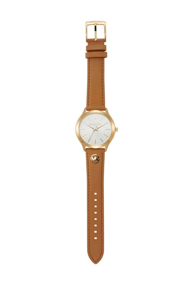 Slim-Runway-38-mm-White-Dial-Leather-Analogue-Wrist-Watch-for-Women---MK7465I